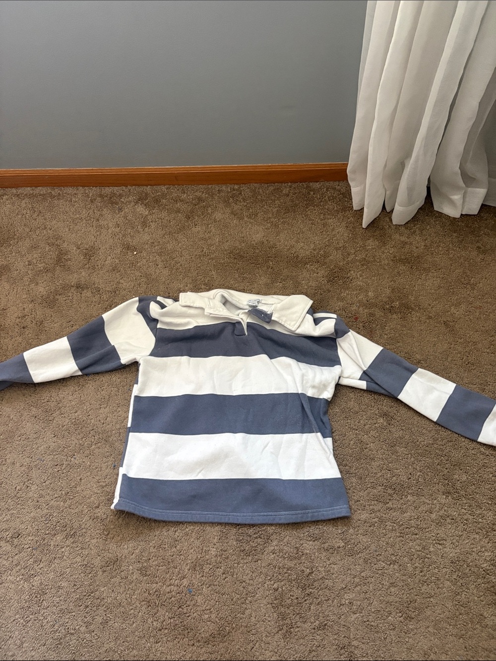 Kids Wide-Striped Rugby Pullover Sweatshirt - Blue & White